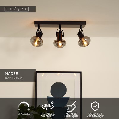 Lucide MADEE - Spot plafond - 3xE14 - Noir